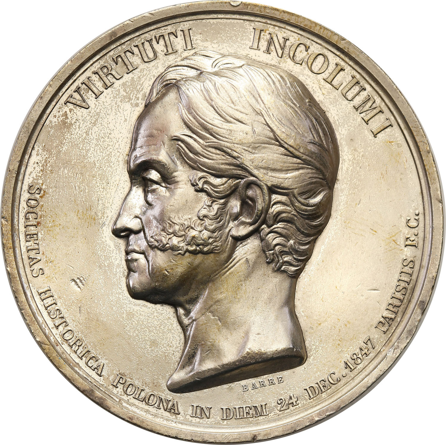 Polska. Adam książę Czartoryski medal 1847, Barre , Paryż - późniejsze wykonanie